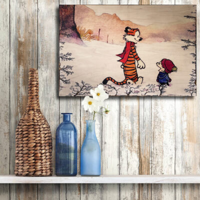 Calvin and Hobbes Wall Art printed on Wood