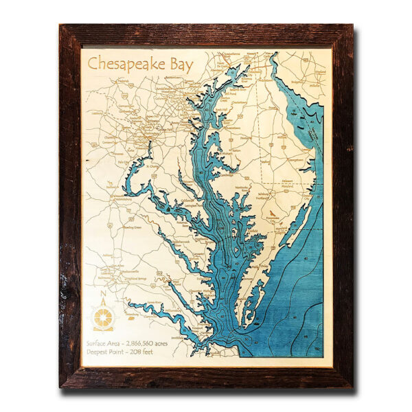 wood map chesapeake bay 3d