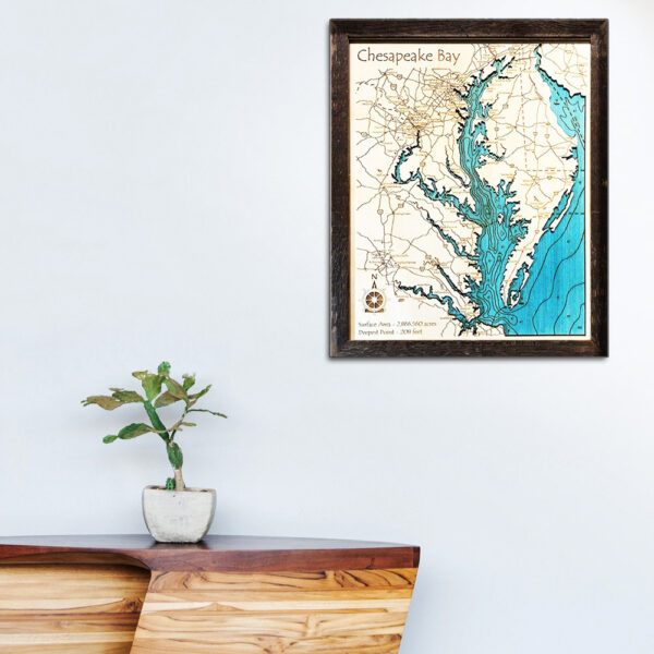 chesapeake bay 3d wood map poster wall art decor