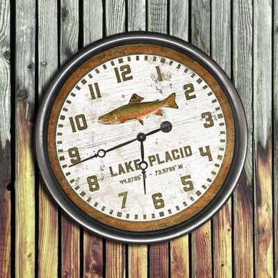 Personalized Trout Fishing Wooden Clock