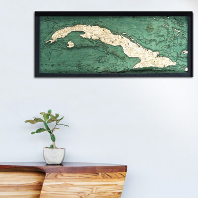 Cuba 3d wood map, Cuba poster