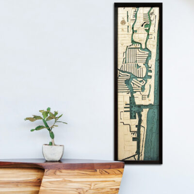 Fort Lauderdale map, Fort Lauderdale 3d wood poster