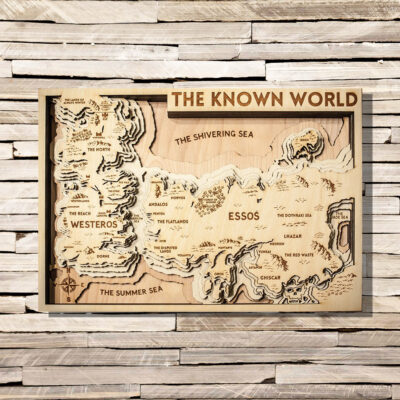 3D Wood Map of the Known World, Game of Thrones