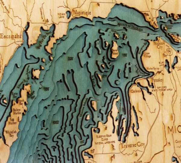 wood chart of the great lakes zoomed