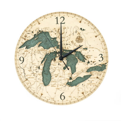 Great Lakes wood clock in 3d