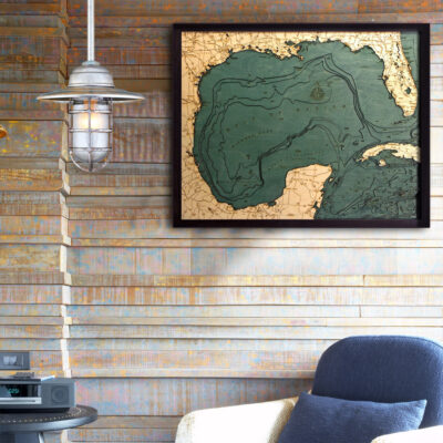 Gulf of Mexico 3d wood map, Gulf of Mexico poster