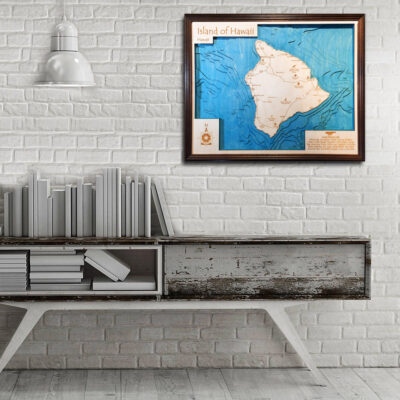 Hawaii 3d wood map