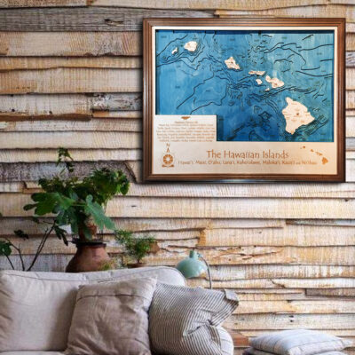 Hawaiian Islands 3d wood map