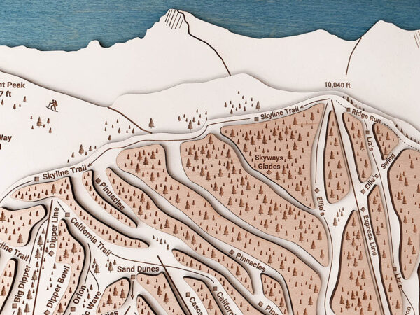 Heavenly Mountain Map, 3d wood map of Heavenly Ski Trails