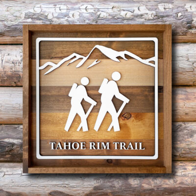 Hiking Camping Backpacking Sign Custom Wood Art Office Gift