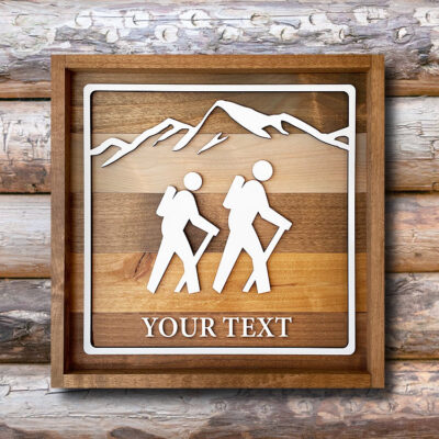 Hiking Camping Backpacking Sign Custom Wood Art Office Gift