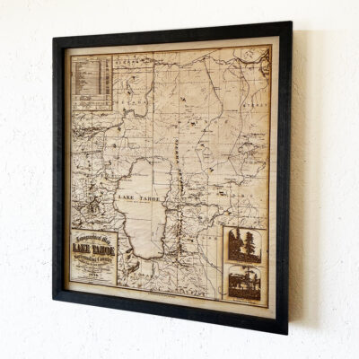 1874 Historic Lake Tahoe Laser Engraved Wood Map