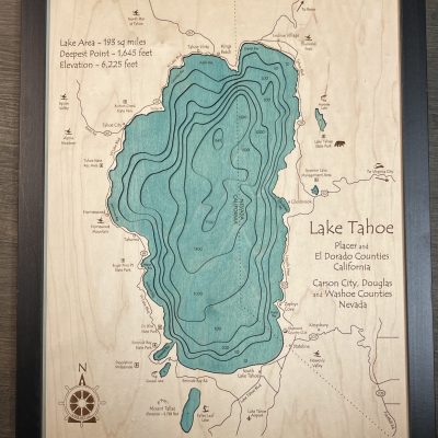 Tahoe Map Water Topo