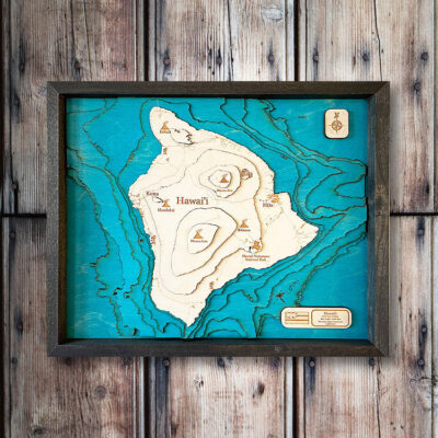 Island of Hawaii 3D Wood Map