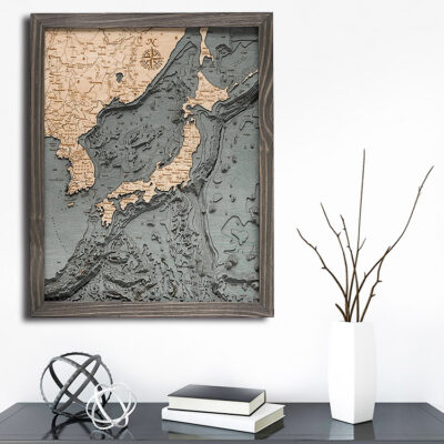 Japan and Korea 3D Wood Map, Nautical Decor, Home Decor, Wall Art