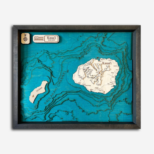 Kauai 3D Nautical Wood Map