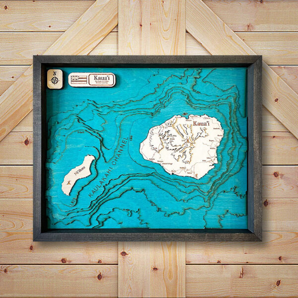 Kauai 3D Nautical Wood Map