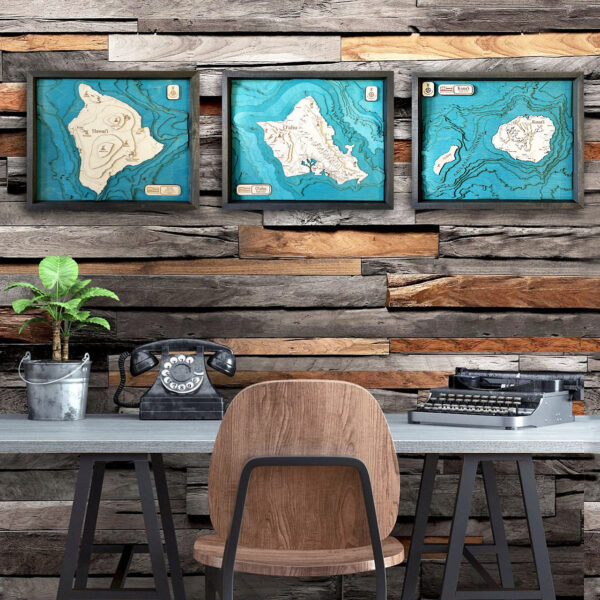 Kauai 3D Nautical Wood Map