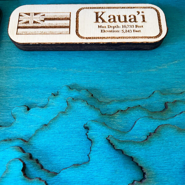 Kauai 3D Nautical Wood Map