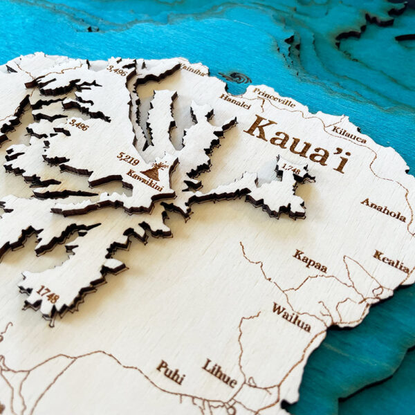 Kauai 3D Nautical Wood Map