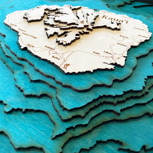 Kauai 3D Nautical Wood Map