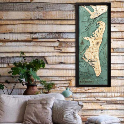 Key Biscayne map 3d wood poster