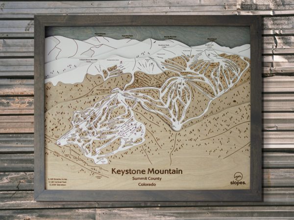 Keystone Mountain Ski Map Rustic Cabin Decor Wood Art