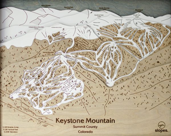 Keystone Mountain Ski Map Rustic Cabin Decor Wood Art