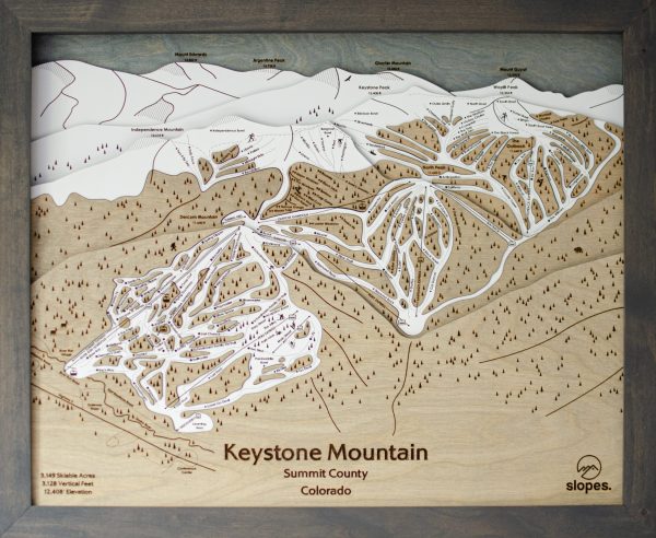 Keystone Mountain Ski Map Rustic Cabin Decor Wood Art