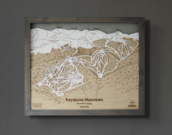 Keystone Mountain Ski Map Rustic Cabin Decor Wood Art