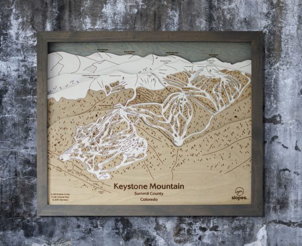 Keystone Mountain Ski Map Rustic Cabin Decor Wood Art