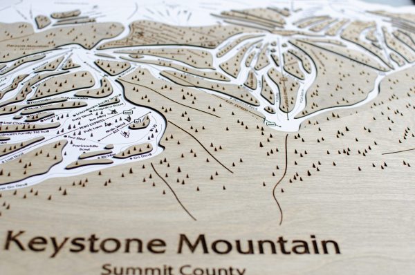 Keystone Mountain Ski Map Rustic Cabin Decor Wood Art