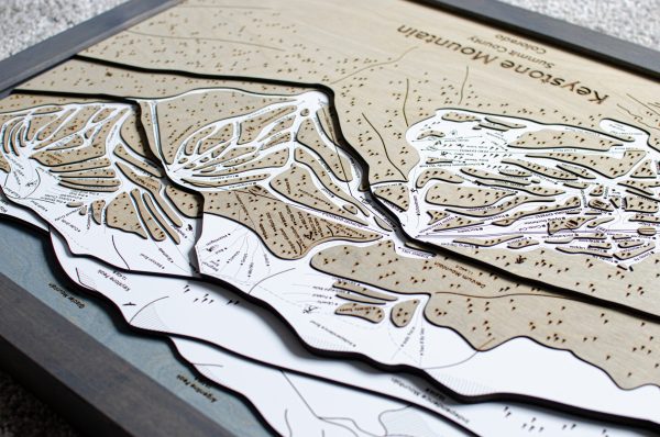 Keystone Mountain Ski Map Rustic Cabin Decor Wood Art