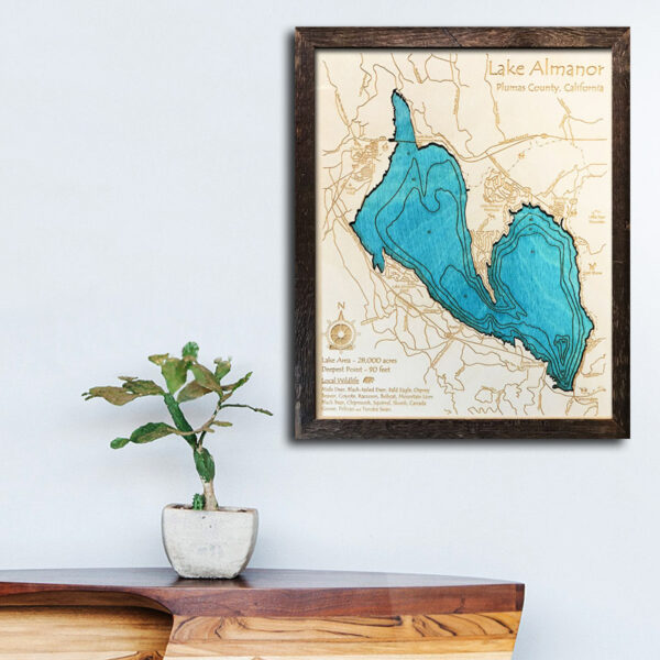 Almanor lake wood map for sale