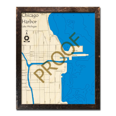 Chicago Harbor Wood Map