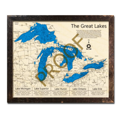 Great Lakes 3D Wood Map