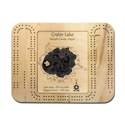 Crater Lake wood cribbage board, gifts, souvenir