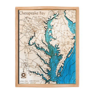 Chesapeake Bay Wood Map Serving Tray