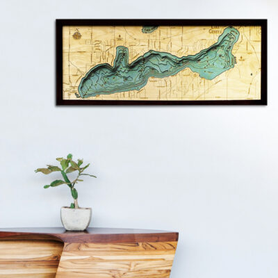 Lake Geneva wood map, Lake Geneva 3d wood poster