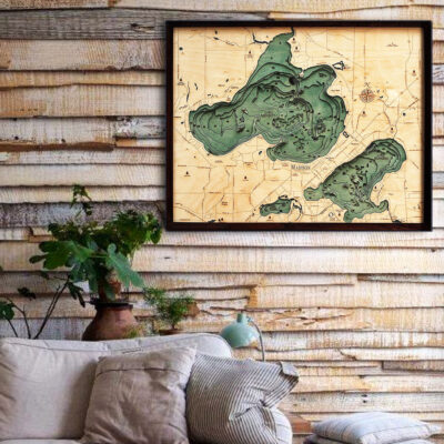 Lake Mendota 3d wood map, Lake Mendota poster wall art