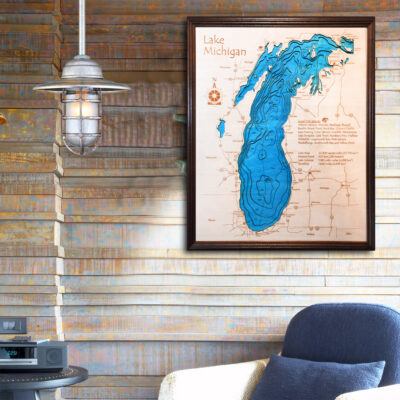 Lake Michigan 3d wood map