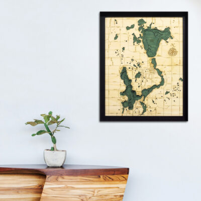 Lake Okoboji 3d Wood Map, Lake Okoboji Poster