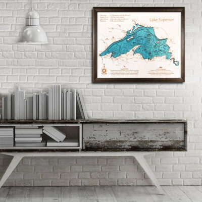 Lake Superior 3d wood map