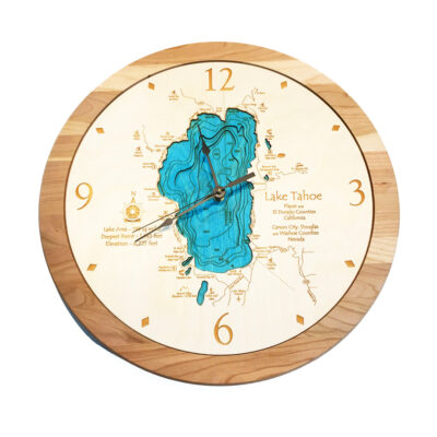 Lake Tahoe Nautical Wooden Clock, 3D Map of Tahoe