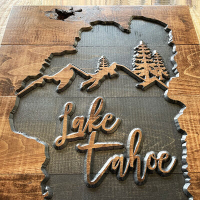 Lake Tahoe Carved Wooden Sign, Cabin Decor, Lake Tahoe Wall Art