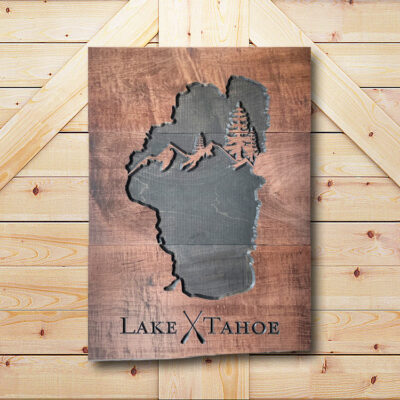 Lake Tahoe Carved Wooden Sign, Cabin Decor, Lake Tahoe Wall Art