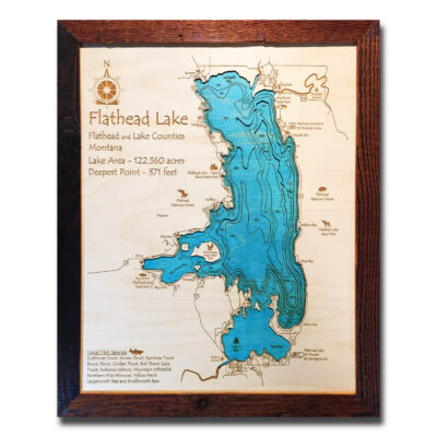 Wood Map of Flathead Lake Montana