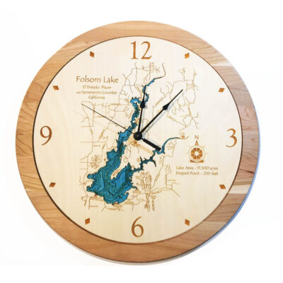 Folsom Lake 3D Wooden Clock