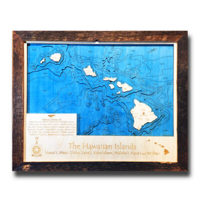 Hawaiian Islands Wood Map