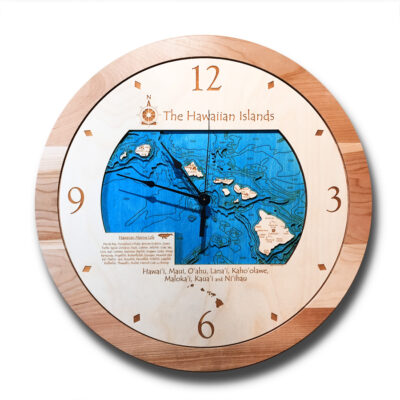 Hawaiian Islands Wood Clock